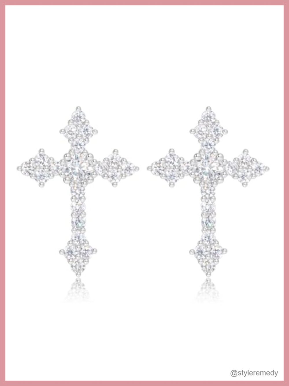 Moissanite Cross Stud Earrings Sterling Silver Hypoallergenic Push Back